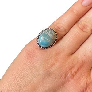 Larimar oval ring in sterling silver size 6 925
